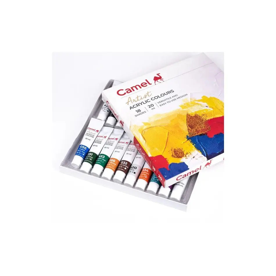 Camel Artist Acrylic Colours With Gel & Retarder Medium Set Camel